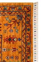 Sultani Turuncu El Dokuma Yün Halı Klasik Oryantal Çiçek Motifli Vintage Geleneksel Salon Halısı