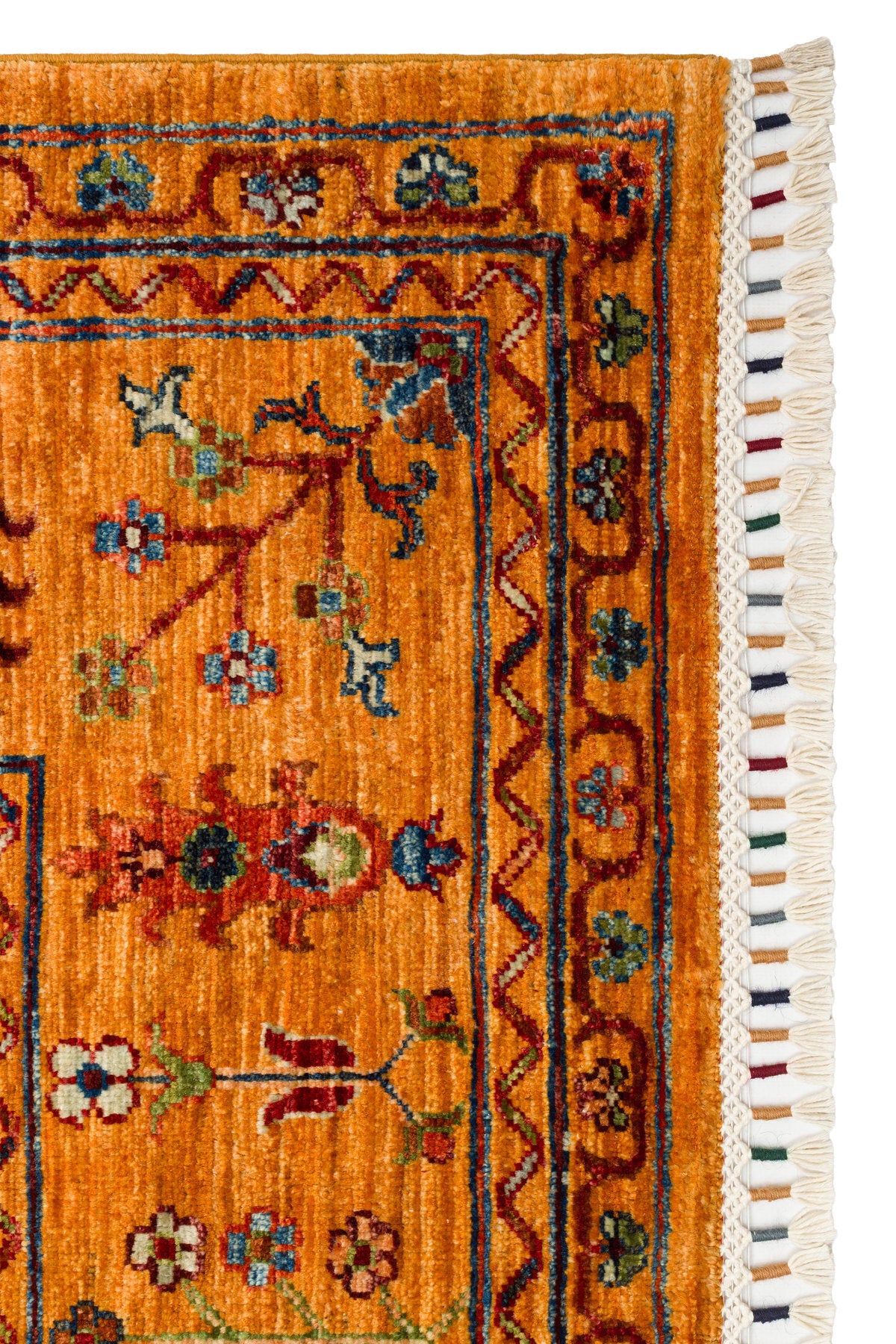 Sultani Turuncu El Dokuma Yün Halı Klasik Oryantal Çiçek Motifli Vintage Geleneksel Salon Halısı