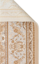 Safavi Klasik Etnik Desenli Bej Gold Akrilik Saçaklı Vintage Sık Dokuma Modern Salon Halısı - Bej