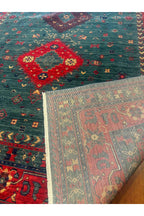 Geleneksel Madalyon Desen El Dokuma Yeşil Etnik Geometrik Motifli Vintage Dekoratif Salon Halısı - Pembe