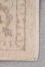 LESSI Bej Etnik Desenli Kaymaz Yıkanabilir Tabanlı Kilim Şönil Pamuk Vintage Salon Halısı - Turuncu
