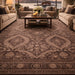 Atlas Series Carpet Dark Grey Uşak Pattern Fringed Lyocell Textured Special Loom Living Room Carpet