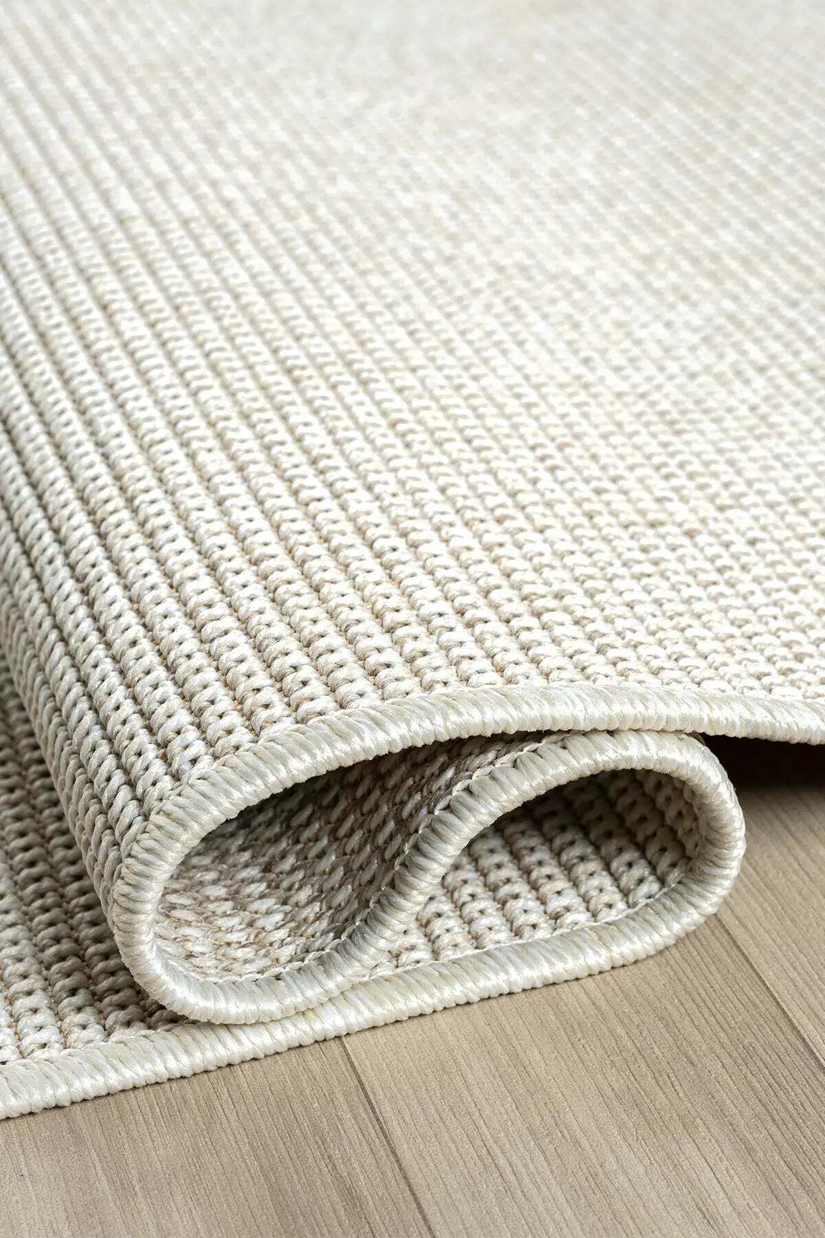 KORDANO Krem Dokulu Doğal Sisal Saçaklı Modern Kilim Kolay Temizlenebilir İskandinav Salon Halısı - Mor