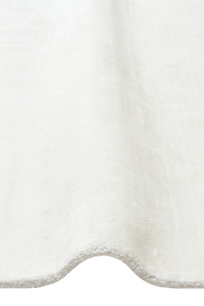 Alure Beyaz El Dokuma Saf Bambu Halı Lüks Yumuşak Minimalist Modern Salon ve Oturma Odası Halısı - Beyaz