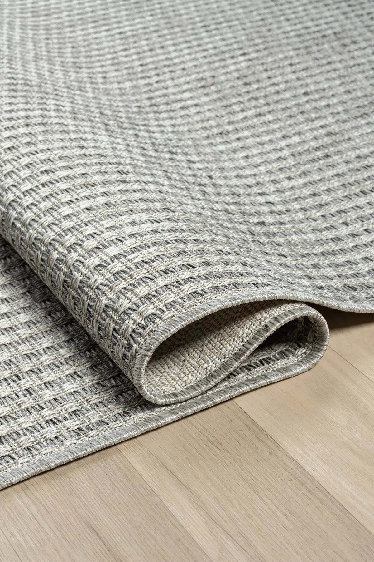 KORDANO Gri Doğal Sisal Kolay Temizlenebilir Dokulu Modern Kilim İskandinav Salon Halısı - Şeffaf