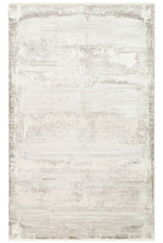 Elvora Cream Gray Abstract Minimal Pattern Tightly Woven Viscose Fringed Modern Living Room Rug
