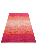 MİRA Bej Turuncu Pembe ÇiftTaraflı Yıkanabilir Kilim Modern Ombre Renk Geçişli Polyester Şönil Kilim - Kırmızı