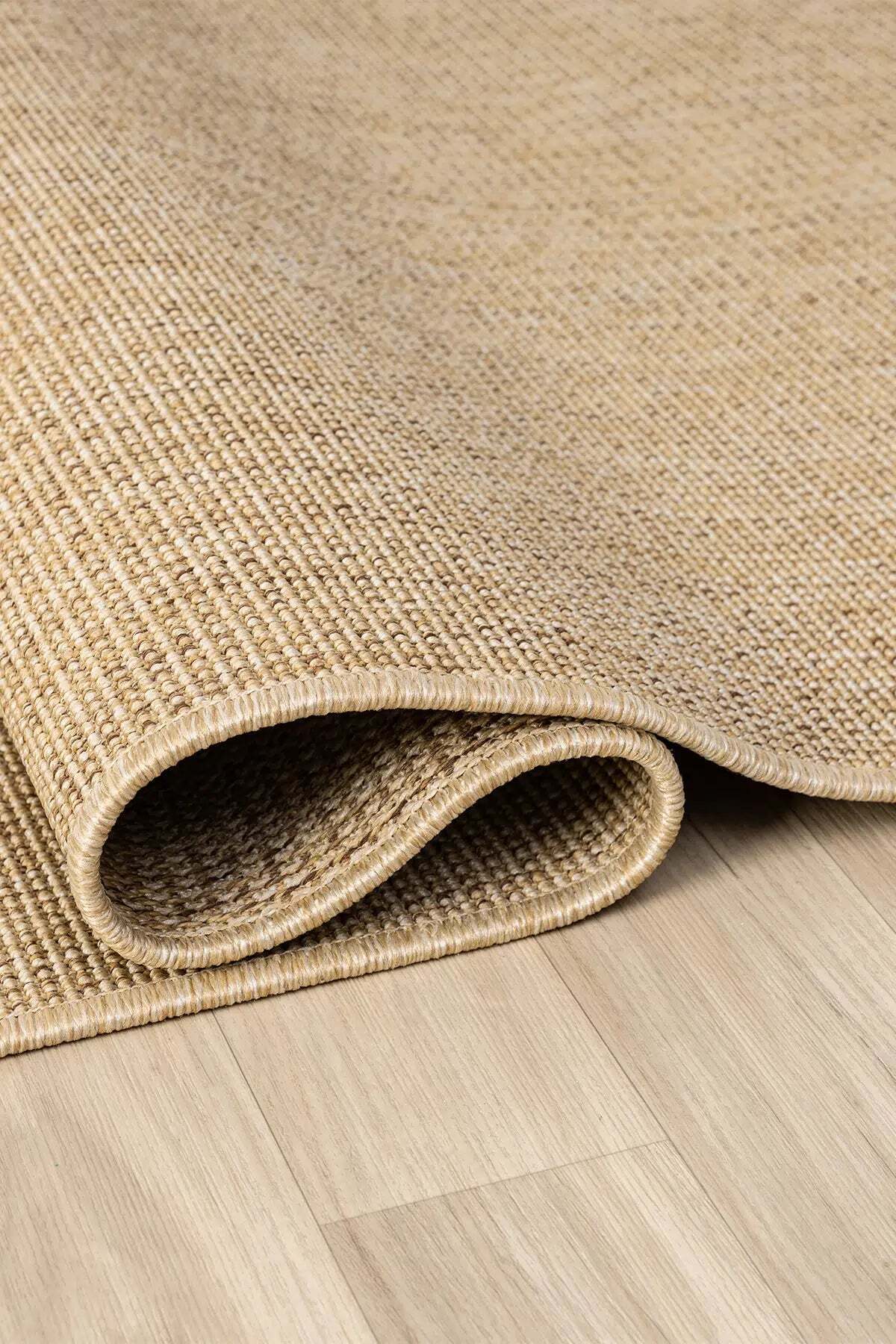 KORDANO Doğal Sisal Bej Dokulu Modern Kilim Kolay Temizlenebilir İskandinav Salon Halısı - Sarı