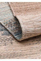 MİRA Çift Taraflı Bej Mavi Yıkanabilir Kilim Modern Ombre Renk Geçişli Polyester Şönil Kilim - Bej