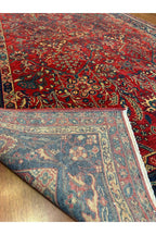 İran Desenli El Dokuma Halı Bordo Kırmızı Lacivert Geleneksel Vintage Salon Yatak Odası Halısı - Bordo