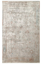 Toscana Etnik Desenli Gri Vintage OverDyed Klasik Dokuma Rayon Viskon Yumuşak Dokulu Salon Halısı