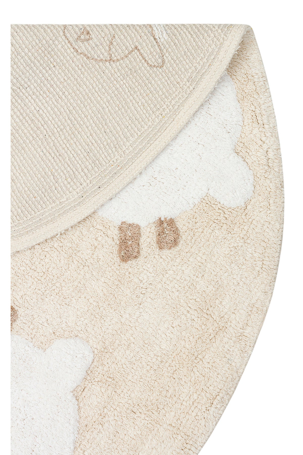 Bonny Desenli Bej Rengi Yıkanabilir Kaydırmaz Taban Yumuşak Yüzeyli Çocuk Odası Halısı - Krem