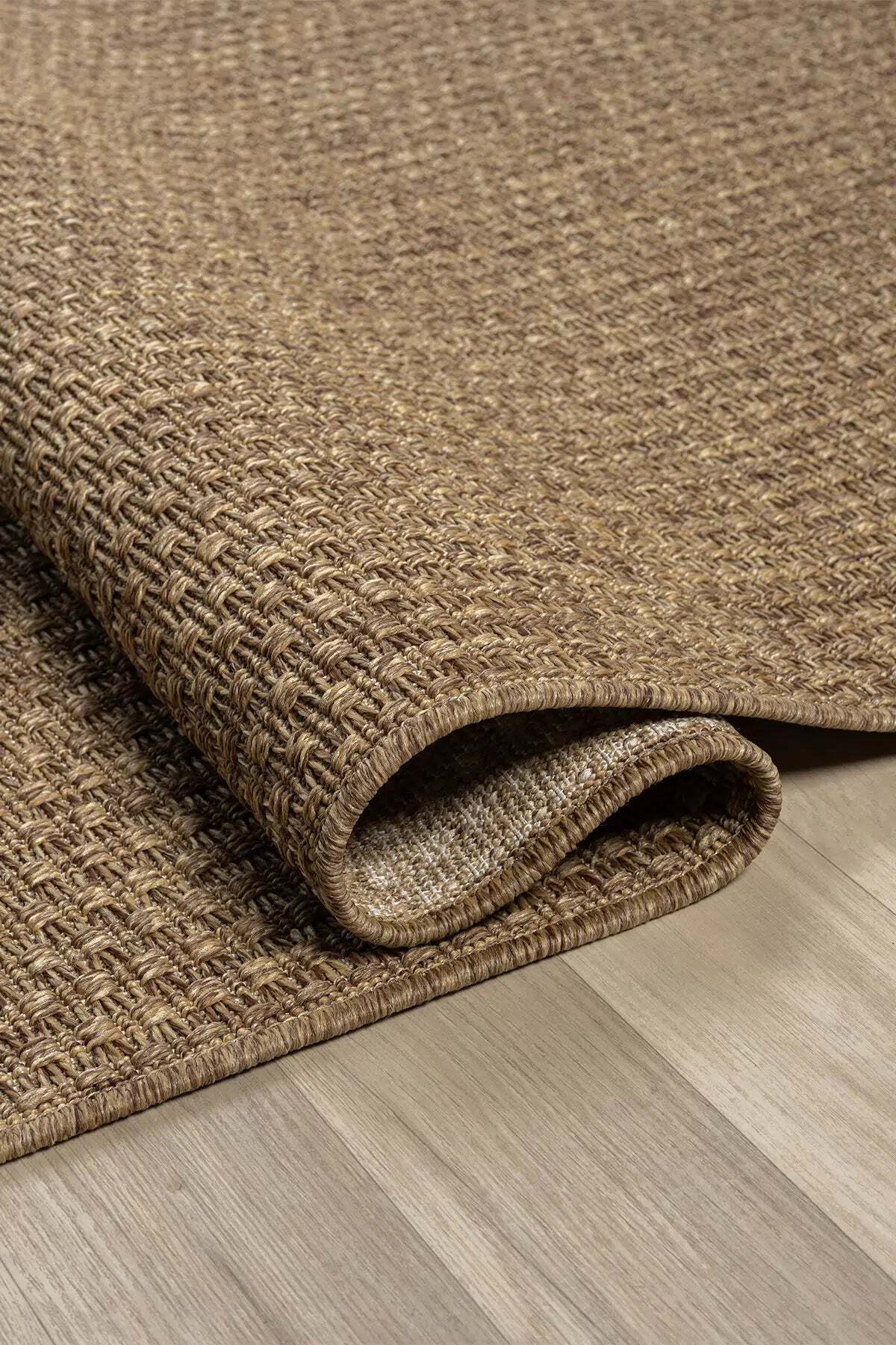 KORDANO Doğal Sisal Koyu Bej Dokulu Modern Kilim Kolay Temizlenebilir İskandinav Salon Halısı - Çok Renkli