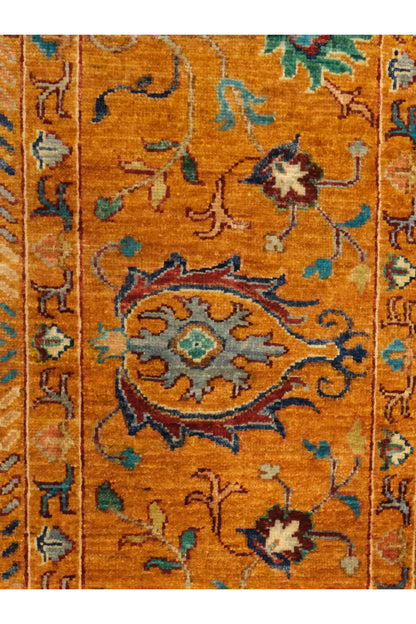 Sultani El Emeği Turuncu Anadolu Motifli Desenli Saçaklı Modern ve Geleneksel Salon Halısı - Turuncu