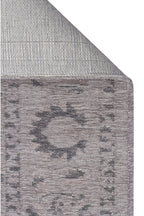 LESSI Gri Etnik Desenli Kaymaz Yıkanabilir Tabanlı Kilim Şönil Pamuk Vintage Salon Halısı - Mavi