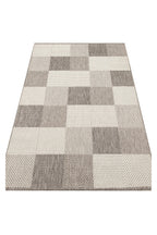 MERLİN Gri Patchwork Desenli Kaymaz Tabanlı Kilim Modern İskandinav Hav Vermeyen Salon Antre Halısı - Gümüş