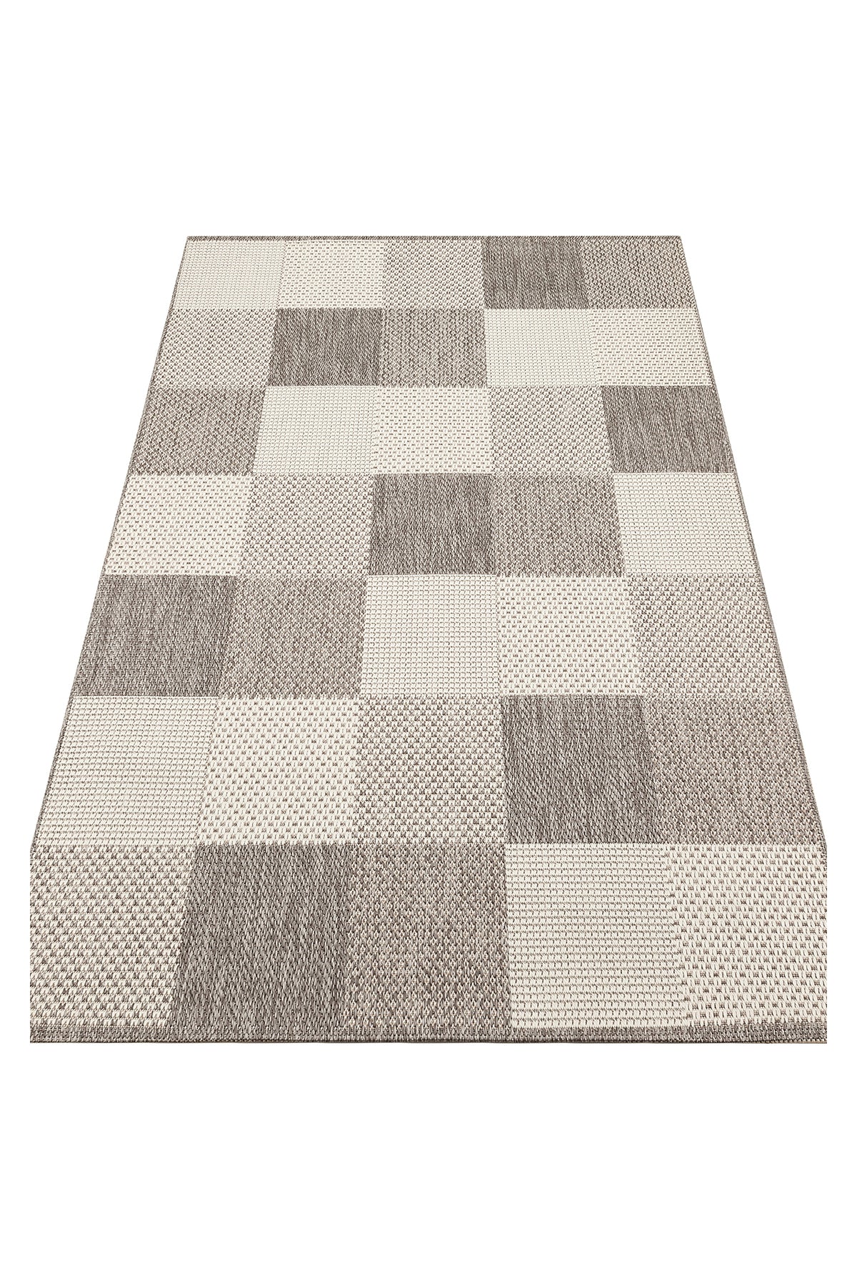 MERLİN Gri Patchwork Desenli Kaymaz Tabanlı Kilim Modern İskandinav Hav Vermeyen Salon Antre Halısı - Gümüş