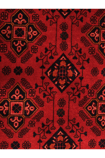 El Dokuma Sirius Model Bordo Afgan Biliçik Halısı %100 Yün Kök Boya Geleneksel Otantik Salon Halısı - Pembe