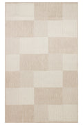 MERLİN Bej Patchwork Desenli Kaymaz Tabanlı Kilim Modern İskandinav Hav Vermeyen Salon Antre Halısı - Bej