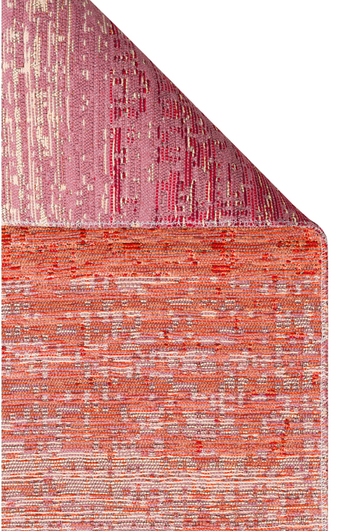 MİRA Bej Turuncu Pembe ÇiftTaraflı Yıkanabilir Kilim Modern Ombre Renk Geçişli Polyester Şönil Kilim - Kırmızı