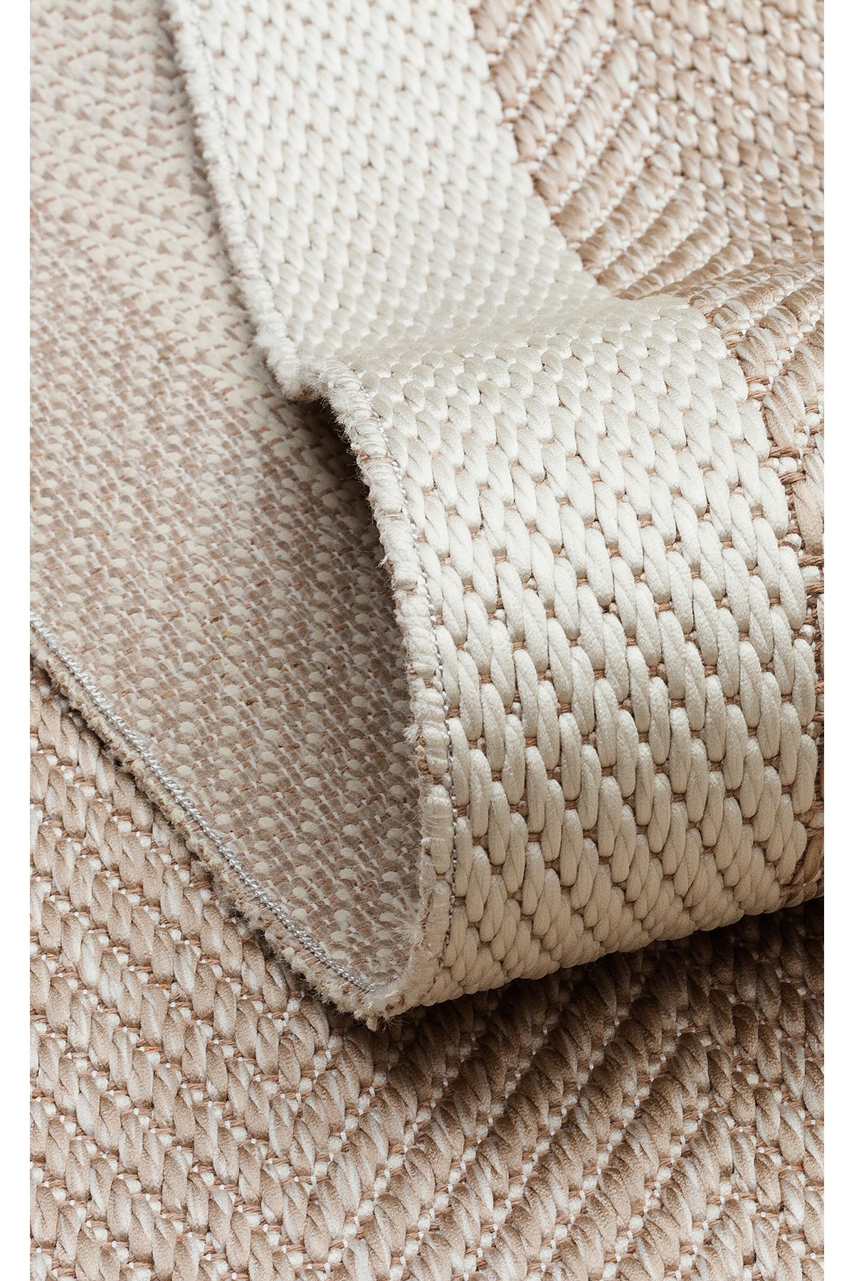 MERLIN Gray Fishbone Textured Non-Slip Kilim Modern Scandinavian Non-Shedding Living Room Hallway Rug - Cream