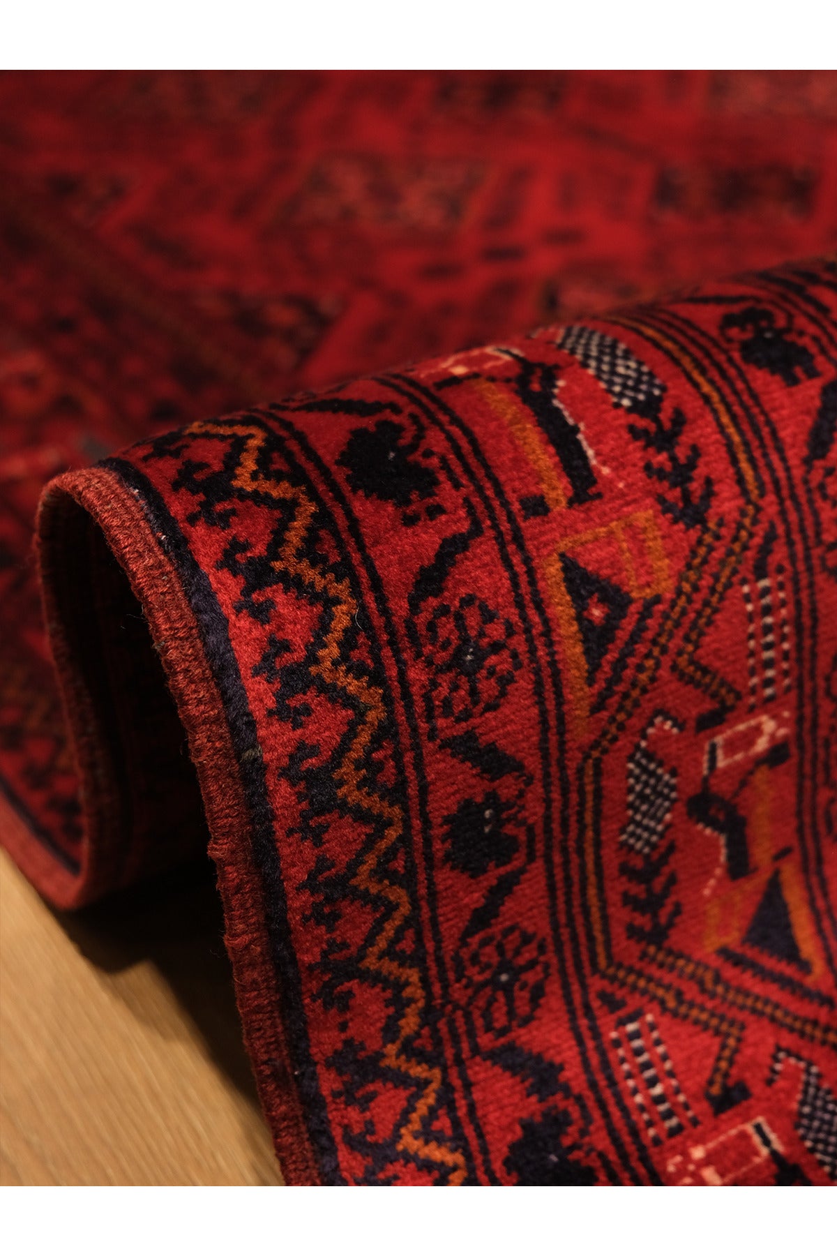 El Dokuma Sirius Model Bordo Afgan Biliçik Halısı %100 Yün Kök Boya Geleneksel Otantik Salon Halısı - Pembe