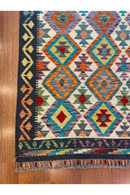 EFSANE El Dokuma Anadolu Desenli Kök Boya Kilim Vintage Etnik Bohem Salon Dekoratif Kilim - Turuncu