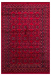HARAMİ Afghan Red Ethnic Patterned Viscose Classic Non-Slip Thin Woven Modern Living Room Rug
