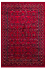 HARAMİ Afghan Red Ethnic Patterned Viscose Classic Non-Slip Thin Woven Modern Living Room Rug