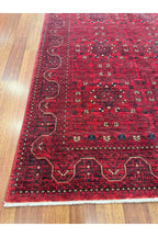 Afgan Desenli El Dokuma Halı Bordo Kırmızı Etnik Geometrik Motifli Geleneksel Vintage Salon Halısı - Yeşil