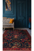 Rönesans El Emeği Etnik Motifli Kırmızı Yün Geleneksel Desen Vintage Yatak Odası Salon Halısı