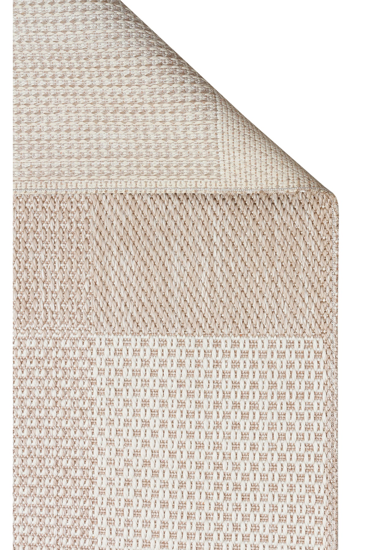 MERLİN Bej Patchwork Desenli Kaymaz Tabanlı Kilim Modern İskandinav Hav Vermeyen Salon Antre Halısı - Bej