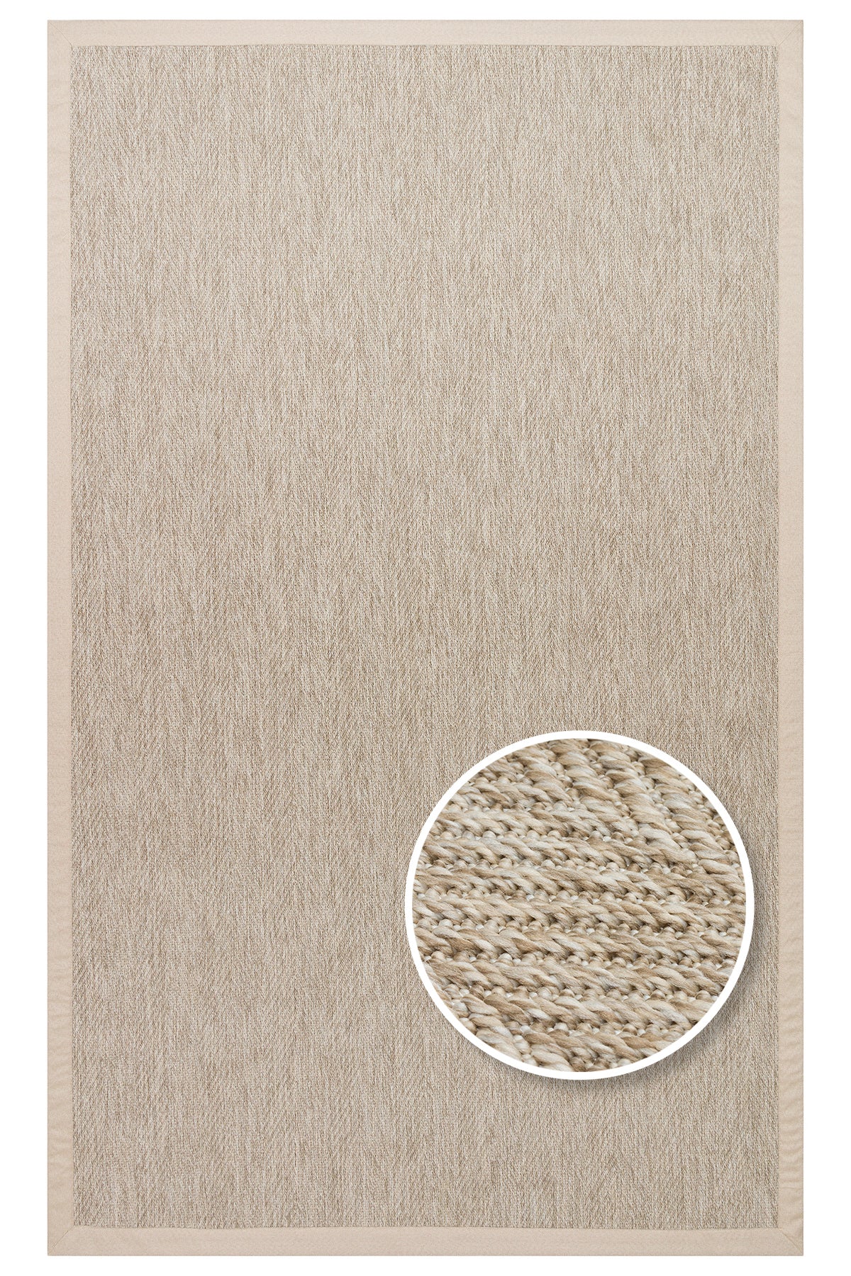 COSTA SISAL Bej Bordürlü Hav Vermez Hasır Dokulu Modern Kolay Temizlenebilir Kilim Salon Halısı - Mavi