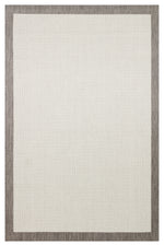 MERLIN Grey Bordered Ecru Rug Non-Slip Modern Scandinavian Non-Shedding Living Room Hallway Carpet