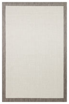MERLİN Gri Bordürlü Ekru Kilim Kaymaz Tabanlı Modern İskandinav Hav Vermez Salon Antre Halısı - Metalik