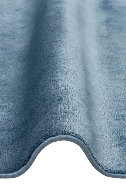 Luma Mavi Tek Renk Sade Saf Bambu Doğal Malzeme Halı Minimalist Parlak Modern Lüks Salon Halısı - Mavi