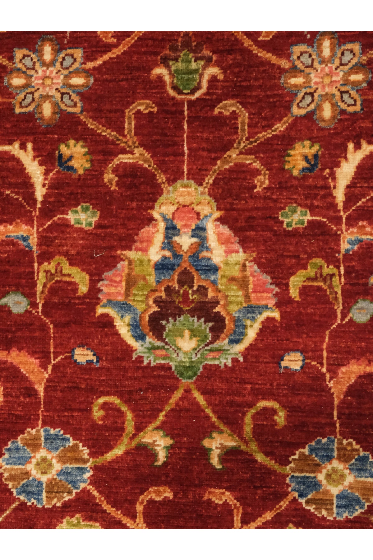 Sultani El Emeği Kırmızı Anadolu Motifli Desenli Saçaklı Modern ve Geleneksel Salon Halısı - Kırmızı