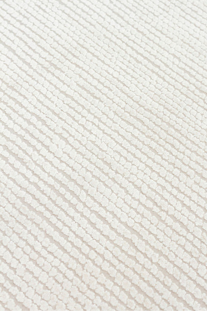Minimal Elit Krem Bordürlü Modern Makine Dokuma Salon Halısı – Şık Çerçeve Detaylı - Krem