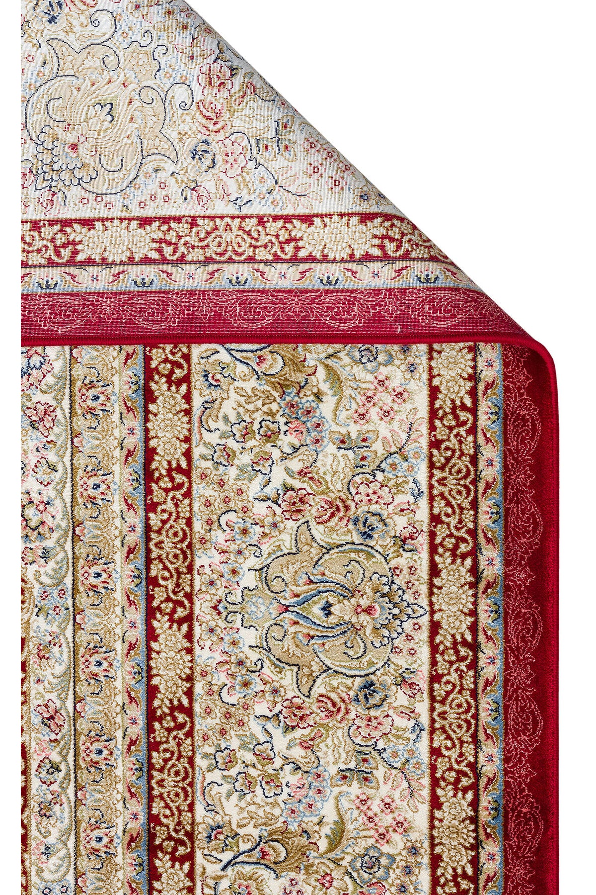 İpek Harem Serisi Bambu İplik Kırmızı Salon Halısı Klasik Desenli Sık Doku Doğal Yumuşak Dokulu