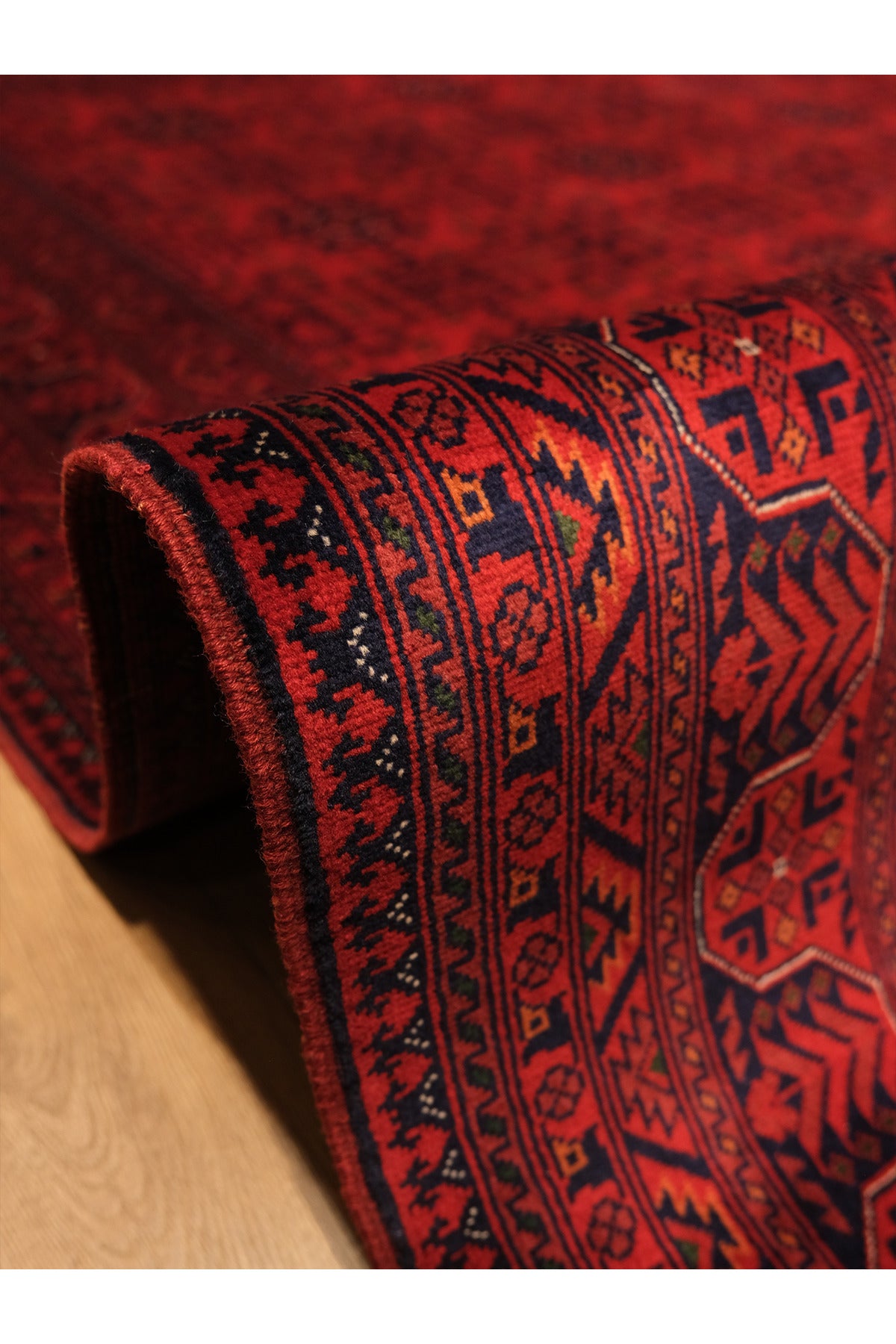 El Dokuma Yıldız Model Bordo Afgan Biliçik Halısı %100 Yün Kök Boya Geleneksel Otantik Salon Halısı - Çok Renkli