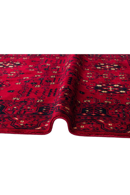 Sahra Nostaljik El Emeği Kırmızı Otantik Uşak Motifli Saçaklı Lüks Klasik Salon Halısı