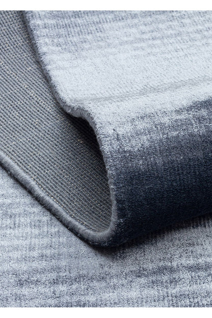 Alure Mavi El Dokuma Saf Bambu Halı Lüks Yumuşak Minimalist Modern Salon ve Oturma Odası Halısı - Mavi