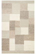 Emma Hand-Woven Beige Ecru Mink Scandinavian Knit Texture Geometric Pattern Wool Low-Pile Modern Living Room Rug - Multicolored