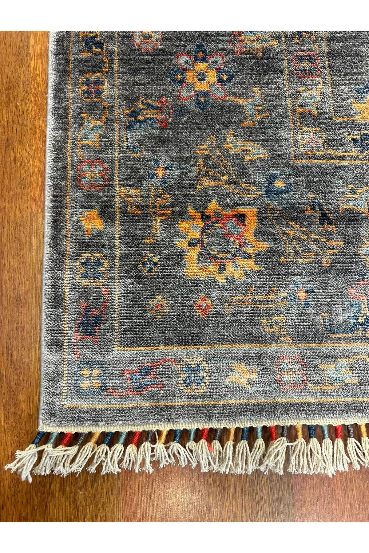 Uşak Desenli Mavi El Dokuma Halı Geleneksel Vintage Salon Yatak Odası Anadolu Halısı - Mavi