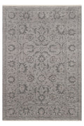 LESSI Gri Etnik Desenli Kaymaz Yıkanabilir Tabanlı Kilim Şönil Pamuk Vintage Salon Halısı - Mavi