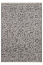 LESSI Gri Etnik Desenli Kaymaz Yıkanabilir Tabanlı Kilim Şönil Pamuk Vintage Salon Halısı - Mavi