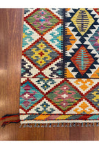 EFSANE El Dokuma Etnik Anadolu Desenli Kök Boya Kilim Vintage Bohem Salon Dekoratif Kilim - Sarı