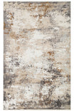 Elvora Beige Gold Brown Minimal Abstract Patterned Tightly Woven Viscose Fringed Modern Living Room Rug