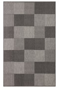 MERLİN Koyu Gri Patchwork Desenli Kaymaz Tabanlı Kilim İskandinav Hav Vermeyen Salon Antre Halısı - Gri