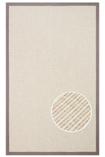 COSTA SISAL Cream Easy-to-Clean Kilim Non-Shedding Rattan Textured Living Room Rug with Mink Border